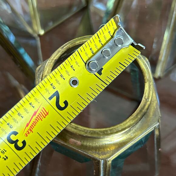 Set of 4 Faceted Glass & Brass Lamp Shades – 2” Fitter, 6-Panel Design - Picture 11 of 12